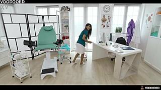 Submissive asian nurse emiri momota fingers wet pussy to squirting orgasm on hospital bed with toys.