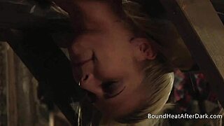 bound sub takes rough femdom strapon doggystyle pounding hard