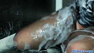 Gloryhole Babe Drips Thick Jizz from Classy Heels After Bukkake Blowbang