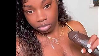 Stepsister's Big Black Nipples Drip With Cumshot