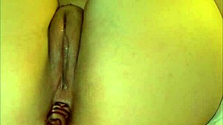 Emotional Asian slut trains tight asshole with huge glass dildo for juicy pussy orgasm