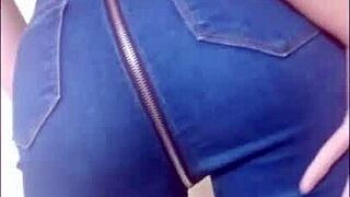 Jeans Hug Her Body for Sex