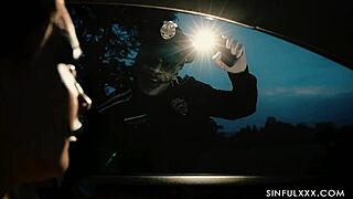 i can't believe this milf cop is fingering her shaved pussy on halloween!