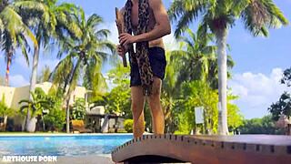 violeta grey sucks cock rides oily before footjob cumshot