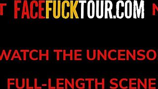 Face Fuck Tour: Hot Blonde Candee-Licious Gags Upside Down on Monster Cock