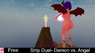 i strip against demon in erotic angel duel ripping clothes