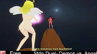 i strip against demon in erotic angel duel ripping clothes