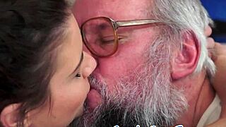 young amateur babe rides grandpa cowgirl then swallows his warm jizz