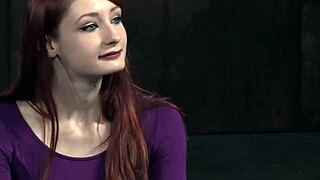 Redhead BDSM Slave Whipped Hard, Nipples Clamped, Vibrator Shoved in Trimmed Pussy