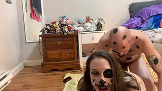 cute petite babysitter tempts daddy neighbor into bareback puppy play hard fuck