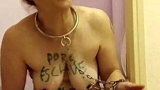 french slave maid chained bent over toilet dildo-fucked hard