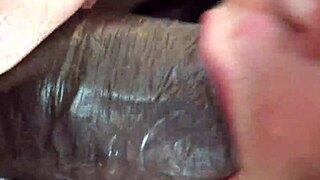 the chubby hijab wife blows black cock close-up before pussy creampie