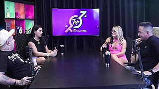 monica lima drops to her knees on bruna carlos right in front of the cuckold husband... matheus caetano says it felt amazing watching his wife cheat with monica lima full scene