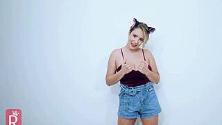 cosplay kitten in HEAT fingers her wet pussy while dirty talking in costume