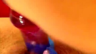 my wet pussy stuffed with dildo and pearls till cum drips out