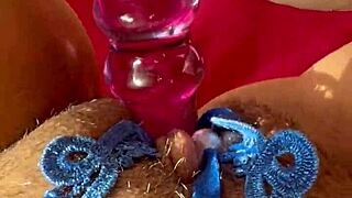 my wet pussy stuffed with dildo and pearls till cum drips out