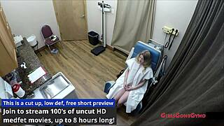 stacy shepard's shaved pussy spreads wide in first gyno exam