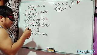 Nerdy japanese student teacher shows emo brazilian bedroom equation demo
