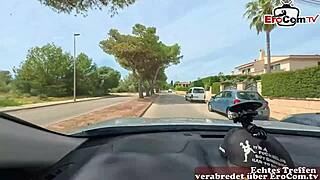 German milf Tyra rides stranger for outdoor anal pounding