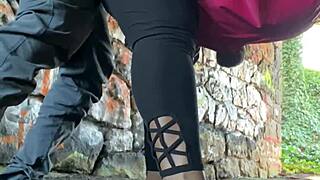 BBW ebony fat tits swing wildly outdoors on big black monster cock public pounding