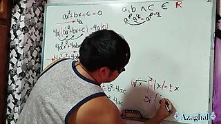 Nerdy japanese student teacher shows emo brazilian bedroom equation demo