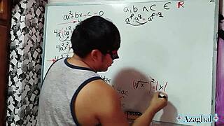 Nerdy japanese student teacher shows emo brazilian bedroom equation demo