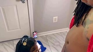 Postal Slut's Wet Ebony Throat Takes BBC Deep and Rough