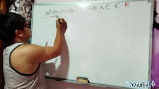 Nerdy japanese student teacher shows emo brazilian bedroom equation demo