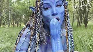 damn that avatar cosplay with monika fox's big tits prolapse anal dildo fuck and squirt outdoors