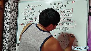 Nerdy japanese student teacher shows emo brazilian bedroom equation demo