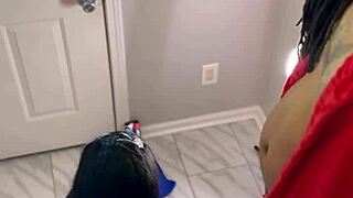 Postal Slut's Wet Ebony Throat Takes BBC Deep and Rough