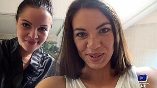 tiffany and dolly dive into steamy french lesbian bath tub session slurping small tits and wet slits