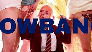 teacher and head girl pin down chubby student for wet domination play