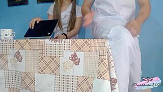 Pinay Nurse Rides Co-Worker Cock Bent Over in Hospital Break Room