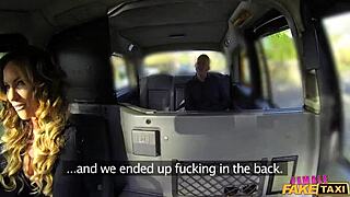 wow! british milf rims passenger ass fingers him in fake taxi