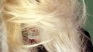 Cuckold sissy bimbo watches femdom fantasy with glasses instructions