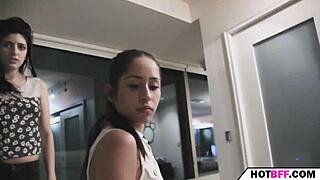 college babes finger each other's tight pussies at wild lesbian masturbation party