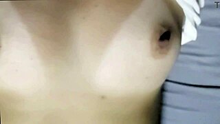 Wife begs cock on nipples for titjob cumshot