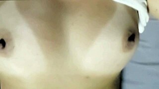 Wife begs cock on nipples for titjob cumshot