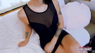 Brunette Hottie Raven Lane Fingers Dripping Twat On Couch To Explosive Cum!