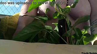 Naked Plant Watering on Balcony for All to See!