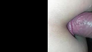 brunette moans wild with that guy in girly clothes, can't hold back