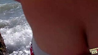 chubby bitch's nasty ass cum drenched beach doggystyle big clit saggy tits rough!