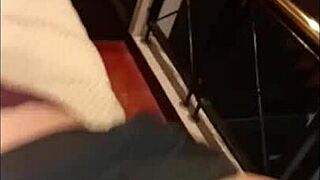 brunette moans wild with that guy in girly clothes, can't hold back