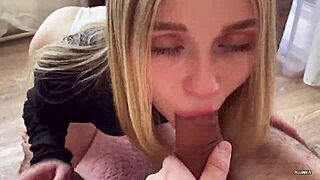 sexy blonde in stockings rides new boyfriend's cock