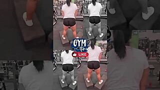 no panties gym sweat pussy smell leads to bathroom creampie fuck
