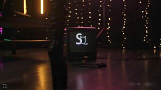 skinny teen angelq rips clothes for stasyq stage striptease in heels