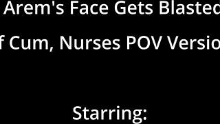 Nurse Rina Arem's pretty face overflows with thick cum blasts in patient domination POV