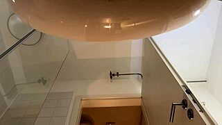 big tits blonde strips pantyhose miniskirt bathroom heels