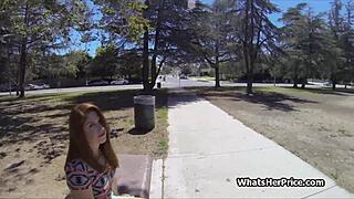 broke redhead teen trades tennis quickie for desperate cash payoff